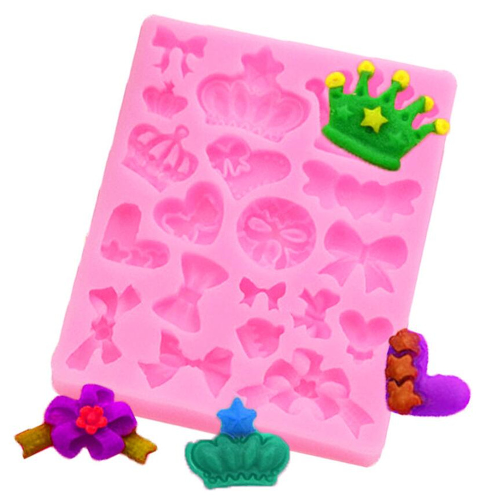 

Cartoon Crown Bow Tie Silicone Fondant Cake Mold Cupcake Jelly Candy Chocolate cake Decoration Baking Tool Moulds