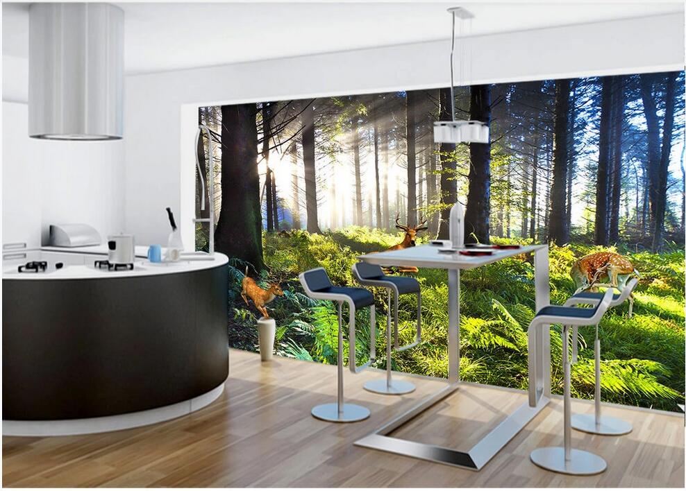 

WDBH 3d wallpaper custom photo Forest big tree sika deer mural TV background wall home decor 3d wall wallpaper for walls, Non-woven wallpaper