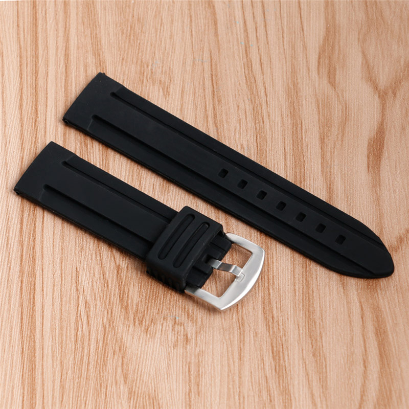 

Silicone Strap Replacement Watch Accessory Black 20mm/22mm /24mm/26mm/28mm Watches Band Rubber Wristband Bracelet Waterproof Diver Strap