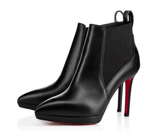 

New boot Luxury Designer Sole Marchacroche Ankle Boots Women Round Toe Ladies Bottes Chunky Heels Red Bottom Boots,Red Sole Booties