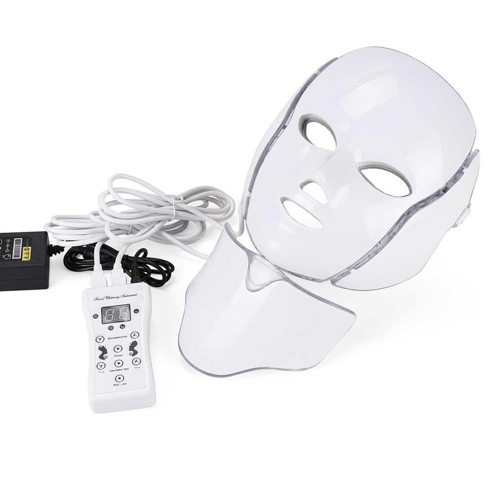 

7 color LED Mask Face Neck EMS Micro-current Anti Wrinkle Acne Removal Skin Rejuvenation Electric Facial Beauty Machine UPS Free shipping