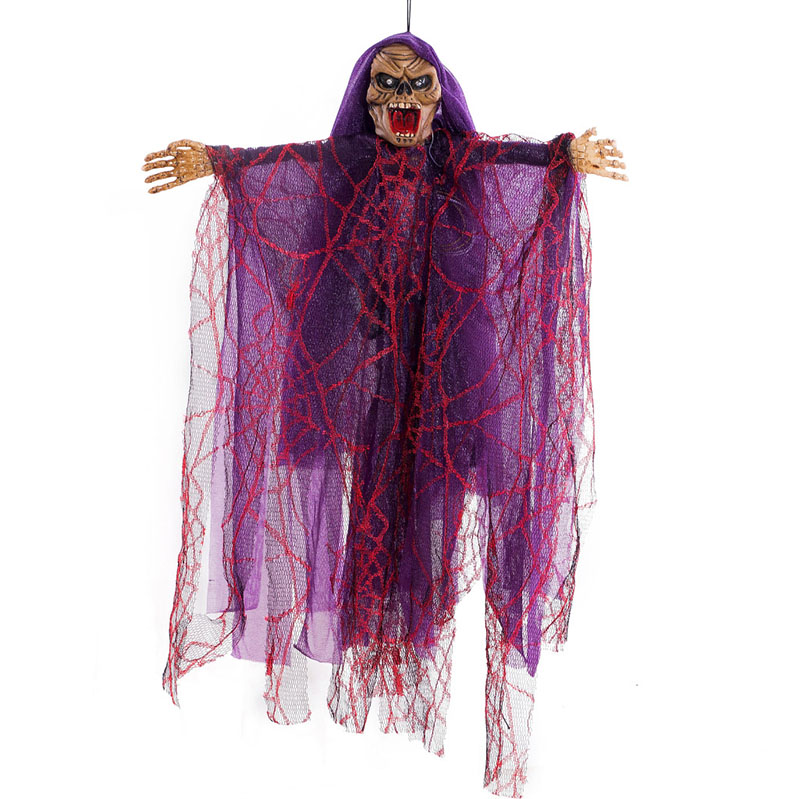 

Halloween Hanging Witch Dolls Voice Control Prop Animated Ghost Scary Riding Broom Wall Hang Party Outdoor Home Decoration Toys new