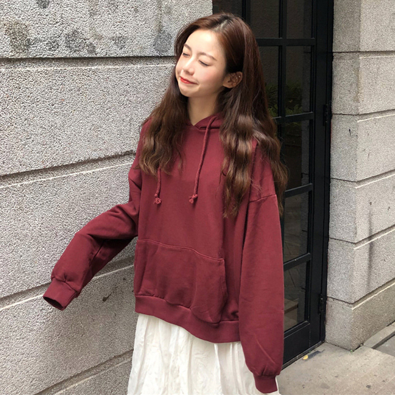 

Hooded Coat Ins Fashion Women's New Spring / Summer 2020 Korean Loose Long Sleeve Solid Color Pullover, Beige