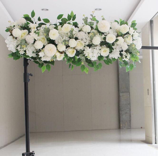 

50cm DIY flower row Acanthosphere Rose Eucalyptus wedding decor flowers rose peony hydrangea plant mix flower arch artificial flower row, Milk white