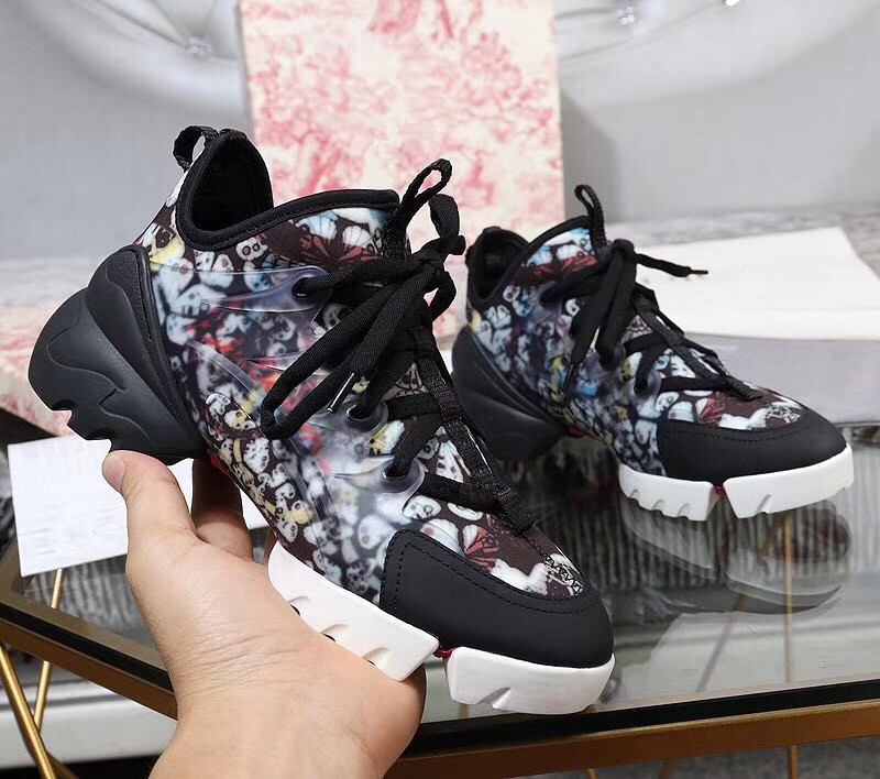 

Luxury designer womens Casual Dress Shoes neoprene Grosgrain Ribbon D-Connect Lady wrap-around Rubber sole Sneakers, 02