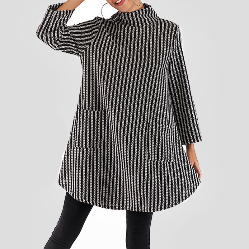 

Sweater women winter 2018 Double pocket striped loose pullover women lazy wind thick wool coat sweaters pull femme pullovers, Light strip