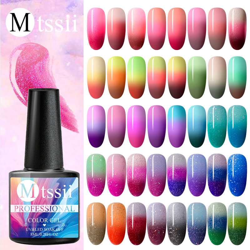

Mtssii 7/8ML Thermal Gel Color Changing UV Gel Polish Holographic Glitter Sequins Soak Off UV LED Varnish Nail Art Lacquer, W2324