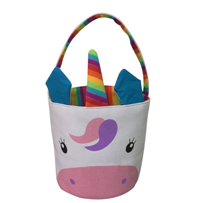 INS Burlap Easter Bunny Baskets DIY Rabbit Bags Unicorn Storage Bag Jute Unicorn Ears Basket Easter Gift Bag Unicorn Ears Put Easter Eggs