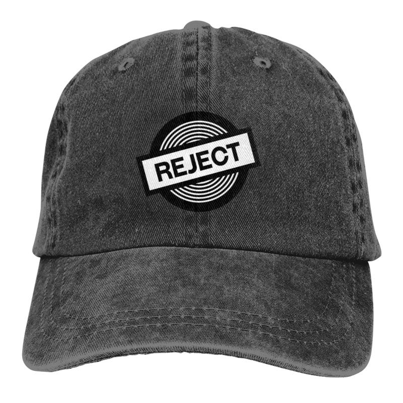 

REJECT Washed Cotton Pure Color Light Board Men's Baseball Cap Stitching Dad Hat, Black