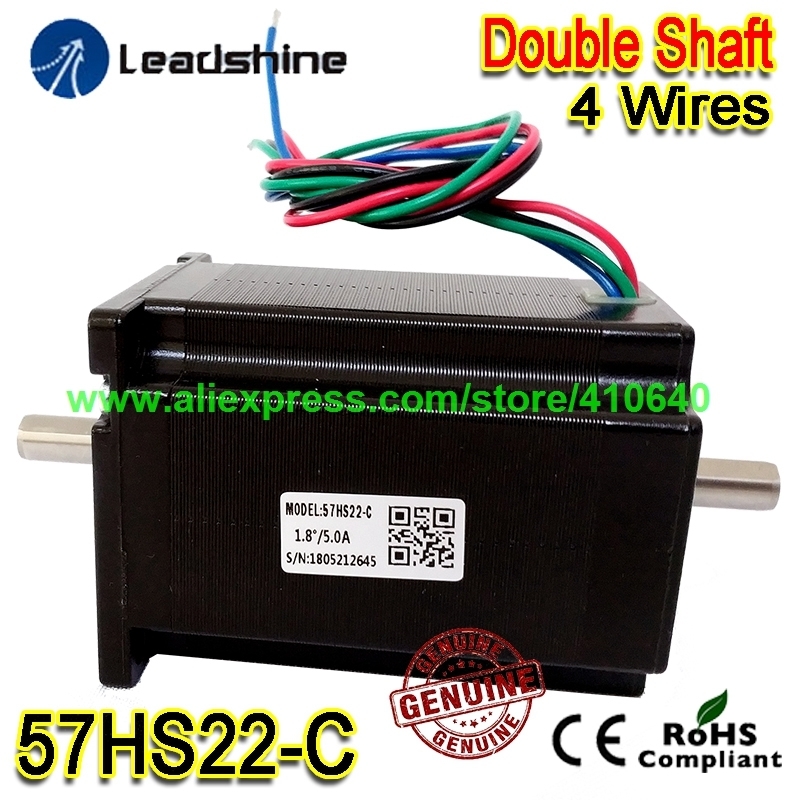 

Leadshine NEMA23 Double Shaft Stepper Motor 57HS22-C 8 mm Shaft 5 A 2.2 N.M Torque 81 mm Length 4 Wires Dual Shaft Motor