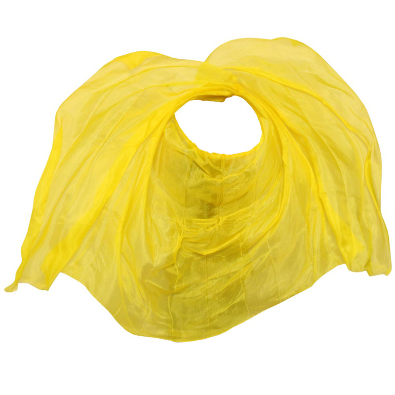 

100% Silk Belly Dance Veils 250/270*114 cm Scarf Shawl Belly Dance Veil Silk Practice Performance Props Yellow Color, As picture