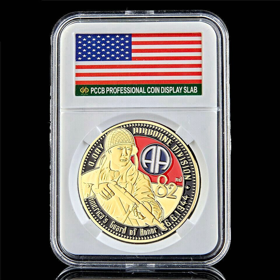 1944.6.6 D-Day US 82nd Airborne Division Military Challenge Commemorative Coin US Army Collectible Gifts W/Pccb Box-image-522283171