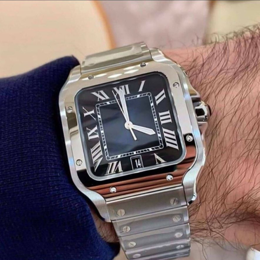 

Casual Watches 40mm Stainless Steel Mechanical Watches Case and Bracelet Fashion Mens Watches Male Wristwatch Gift, Bh0002-g&w