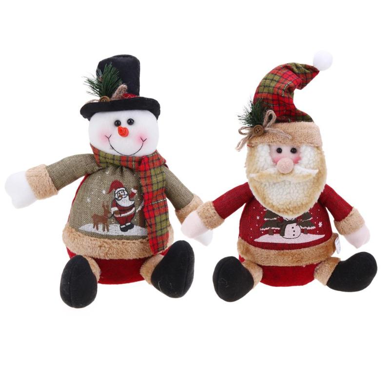 

Antique Linen Sitting Santa Claus Snowman Ornaments Christmas Doll Decor
