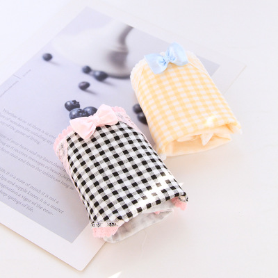 

Rural Plaid women's underwear bowknot lovely women's underwear cotton, N265