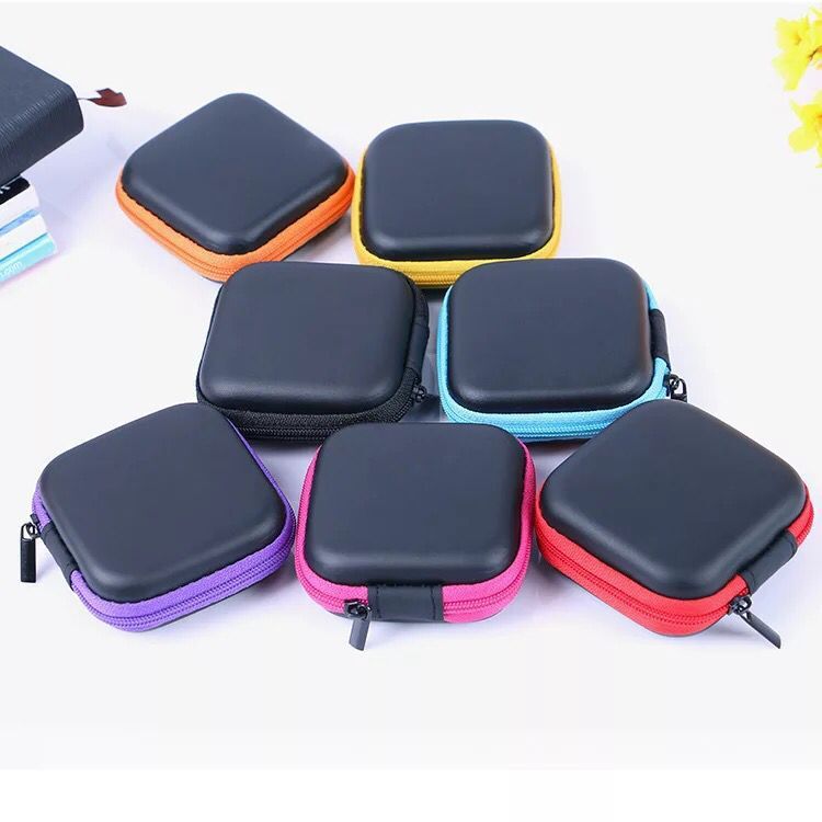 

Mini Zipper Headphone Case Portable Earbuds bag PU Leather eva Earphone Storage Bag Protective USB data cable Organizercharger package