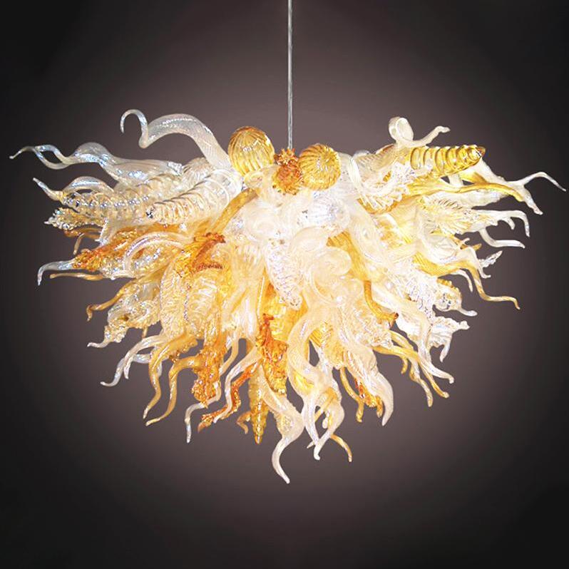 

Amber Colored Chandeliers Lamps Modern LED Bulbs Vintage Hanging Pendant Light Hand Blown Glass Lighting Top Quality Crystal Chandelier