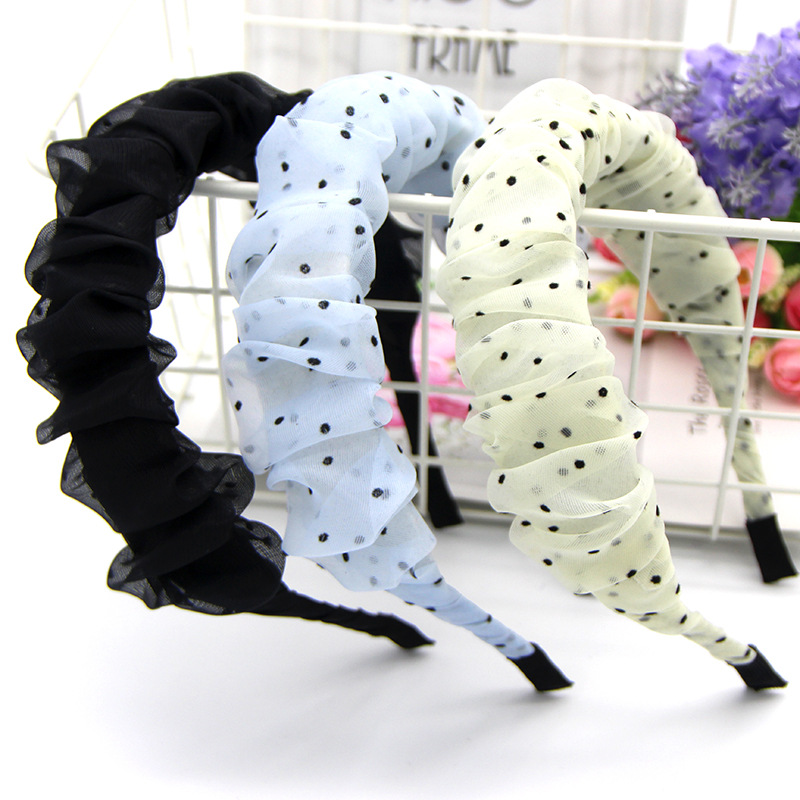 

Haimeikang Korean New Fold Fabric Headband Women Wave Point Hairbands Simple Fashion Summer Bezel Hair Hoop Hair Accessories