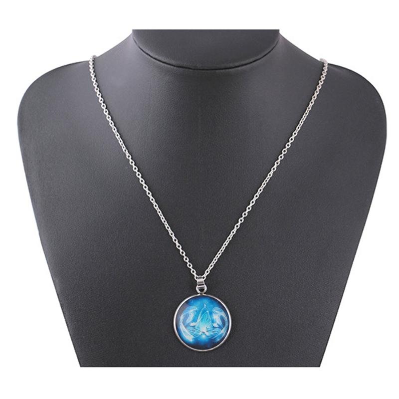 

12 Constellations Time Gems Night-light Chain Necklace Pendant Zodiac Jewelry For Friends Best Magic Gifts Dropshiping