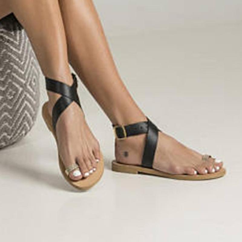 

Woman Sandals 2020 Platform Flip Flops Women Solid Cross Lace-Up Beach Sandals Soft Leather Flats Shoes Sandalias Femenina 3.27, Wh