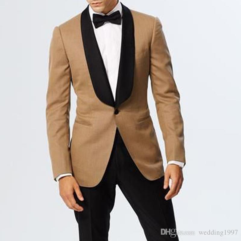 

reme Wedding Men Suit for Groomsmen Tuxedo Black Shawl Lapel Slim Fit Blazer Two Piece Jacket Black Pants Latest Style Suits, Same as image