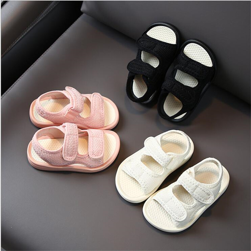 

Children's sandals 2020 summer new boys soft bottom breathable knitted mesh shoes girls casual sandals baby toddler shoes21-30, Pink