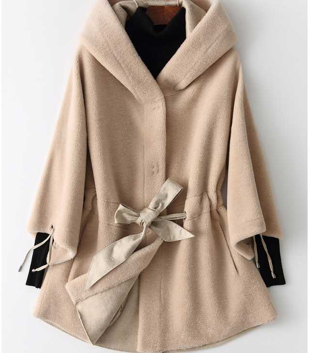 

Fur Coat Women's Long Fur Sleeves Vintage Style Leather Outwear, Cm02