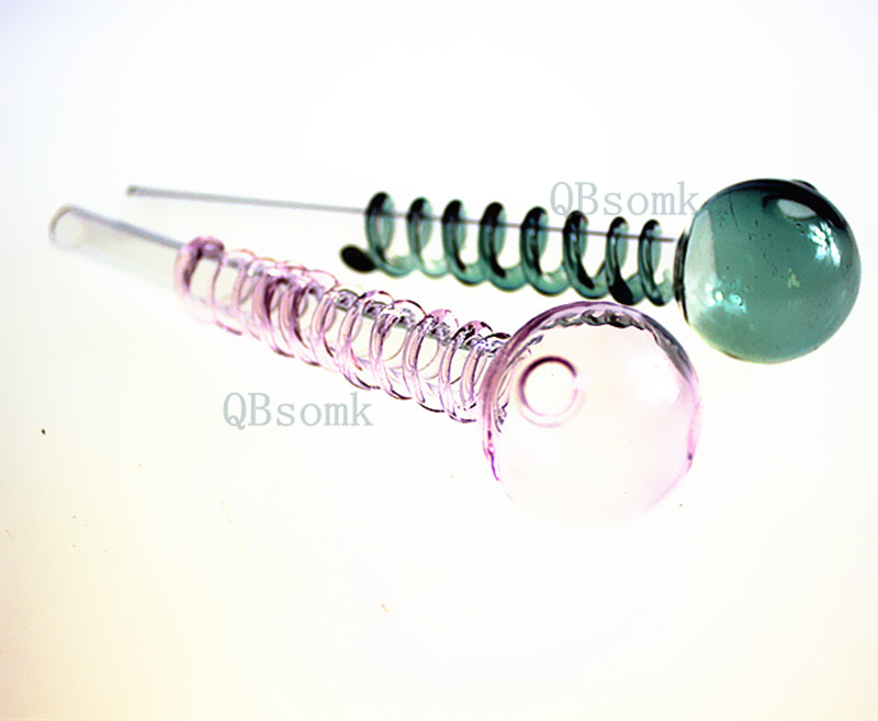 

QBsomk WH Newest Pyrex Spiral Oil Burner Pipe Mini Glass Pipes for Smoking Oil Hand Pipe Water Pipes Glass Tube Dab Rig