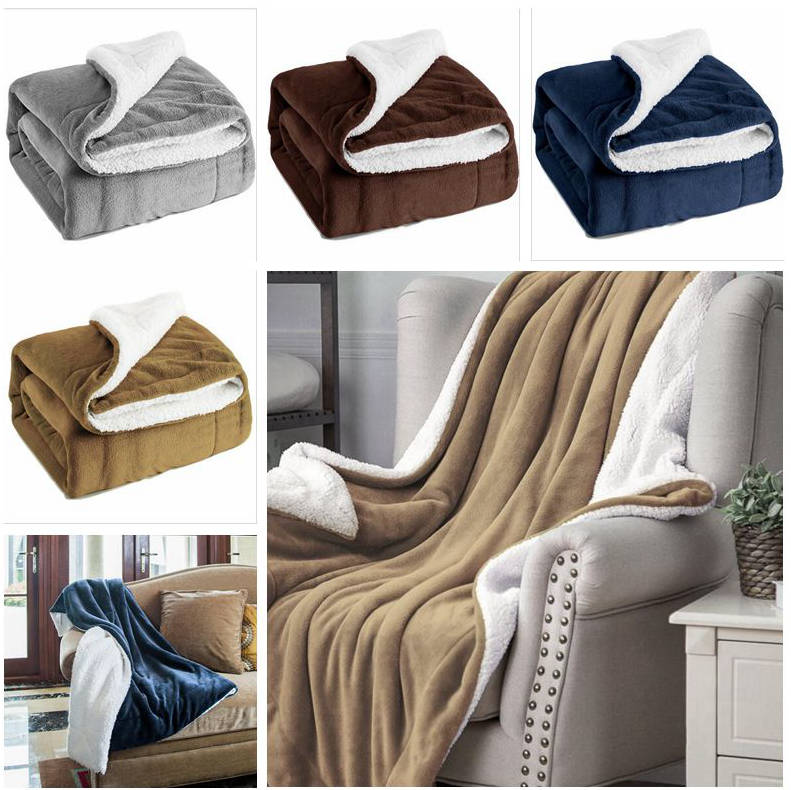 

Sherpa Fleece Blankets Soft Sofa Lazy Blankets Twin Double Layer Plush Throw Blanket Soft Microfiber Bed Swaddling Beach Shawls Gifts D375, Mixed colors;random delivery