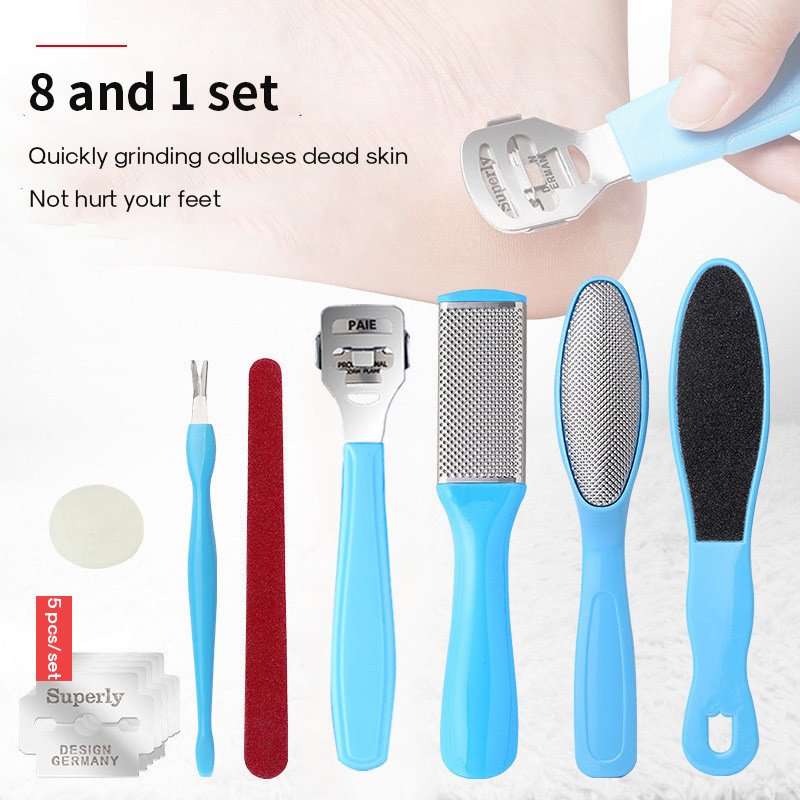 

NOQ 8pcs/set Stainless Steel Foot File Dead Skin Callus Remover Nail Files Foot Care Manicure Peiducre Nail Art Tools