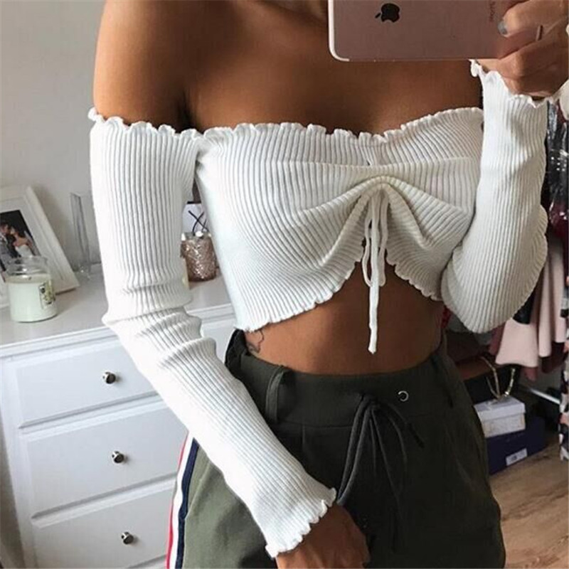 

Backless Lantern Sleeve Short T-shirt Women Square Collar Summer Top Women Bow Tie Sexy T shirt, Black