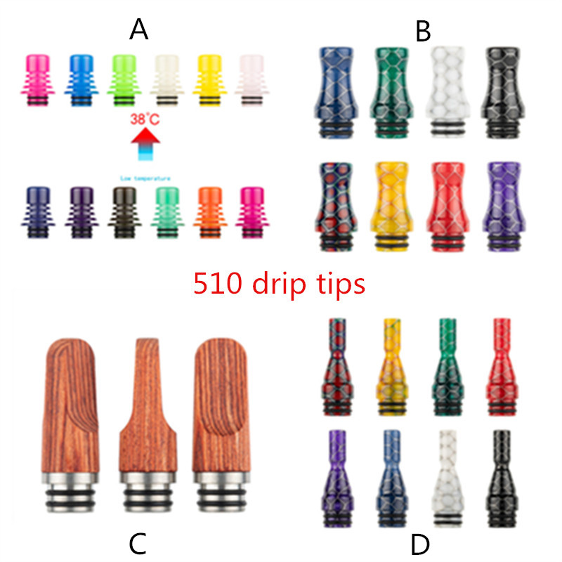 

510 Thread Resin Drip Tip Honeycomb Snake Skin Cobra Vape Rainbow Mouthpiece for e cigs TFV12 Prince TFV8 Big Baby Tanks 528 RDA
