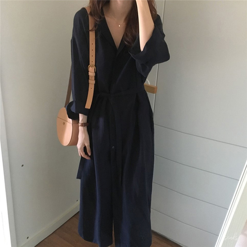 

Trench Coat Fasion Trench Coat Lapel Over The Knee Ladies Sunscreen Clothing for Women Silm Loose Long Thin Casual Button, Navy