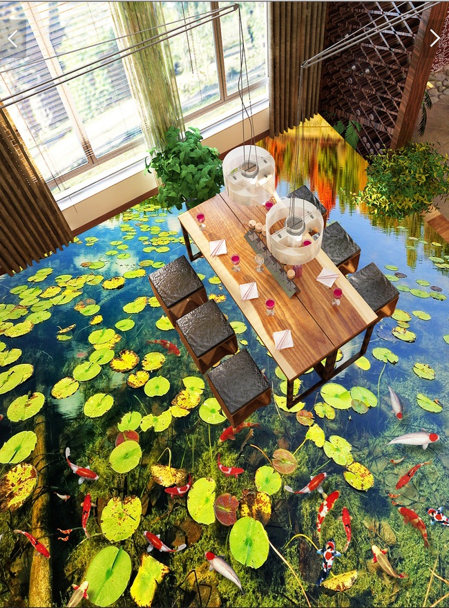 

3d pvc flooring custom photo Waterproof Self-adhesive floor Pond duckweed clear river water home decor living room wallpaper for walls 3 d, Customize