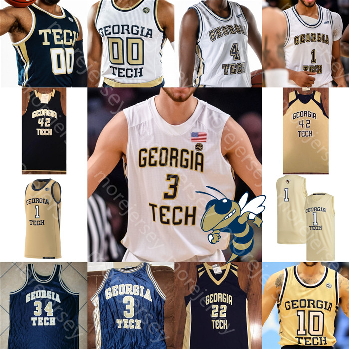 

Custom Georgia Tech Yellow Jackets Basketball Jersey NCAA College Michael Devoe Jose Alvarado Wright James Banks III Usher Marbury Bosh, Yellow ii