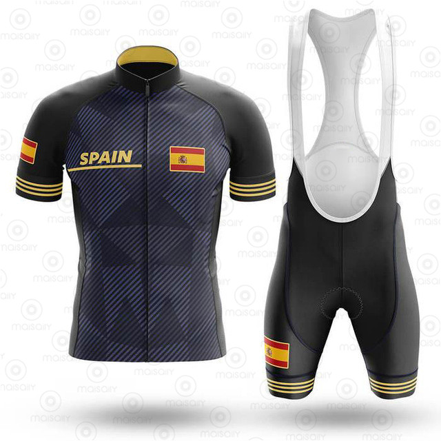 

2020 Spain Cycling Jersey Set Breathable Pro Team Bicycle Jersey Men Cycling Clothing Bib Shorts Suits Bike Wear Orbeaing, Cycling shirt 7