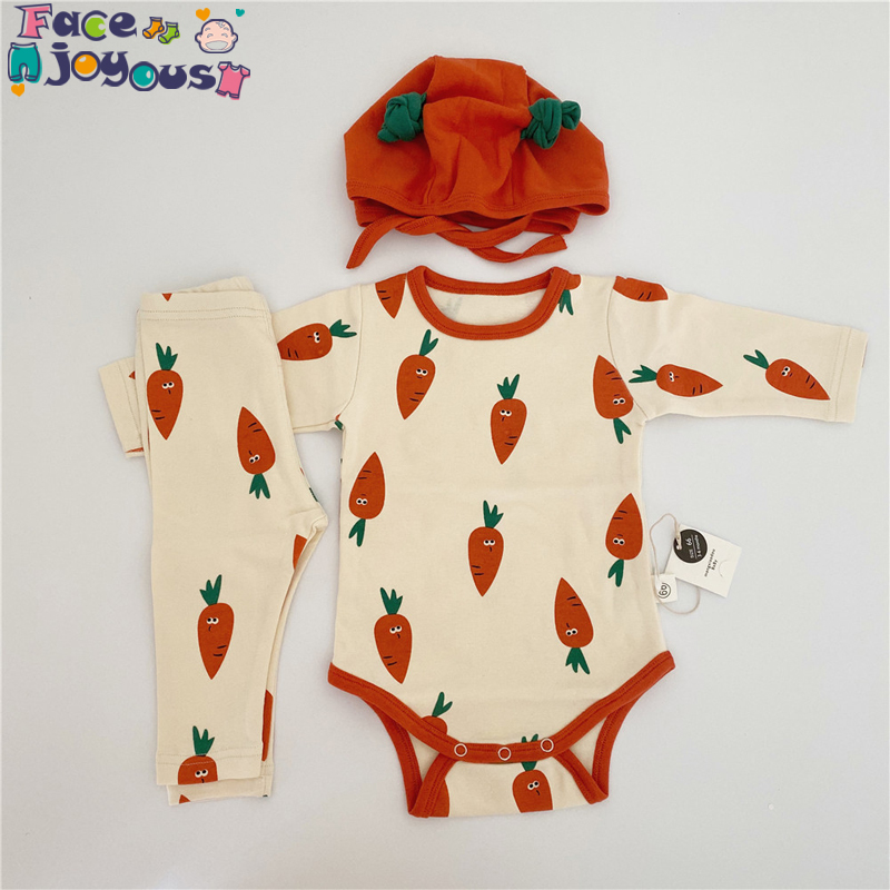 

Newborn Baby Girl Clothing Set 3pcs Outfits Infant Kids Boys Long Sleeve Tops Bodysuit Leggings Pants Hat Clothes Sets For 0-2Y, X as photo 1 piece