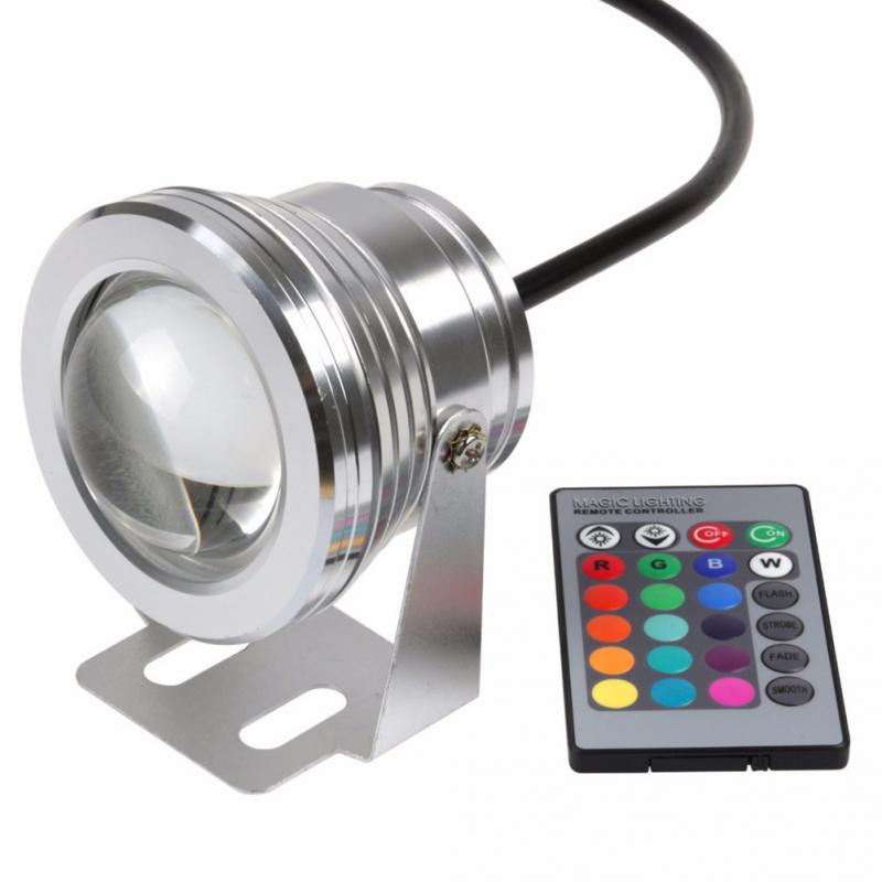 

10W 12V RGB Underwater Led Light Floodlight CE/RoHS IP68 950lm 16 Colors Changing with Remote for Fountain Pool Decoration