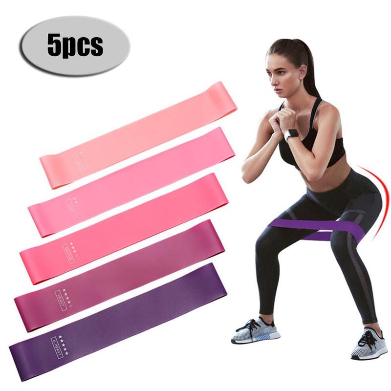 

5 piece setGradient elastic ring yoga fitness tensioner ladies beautiful buttocks mini training belt latex squat stretch rally ring