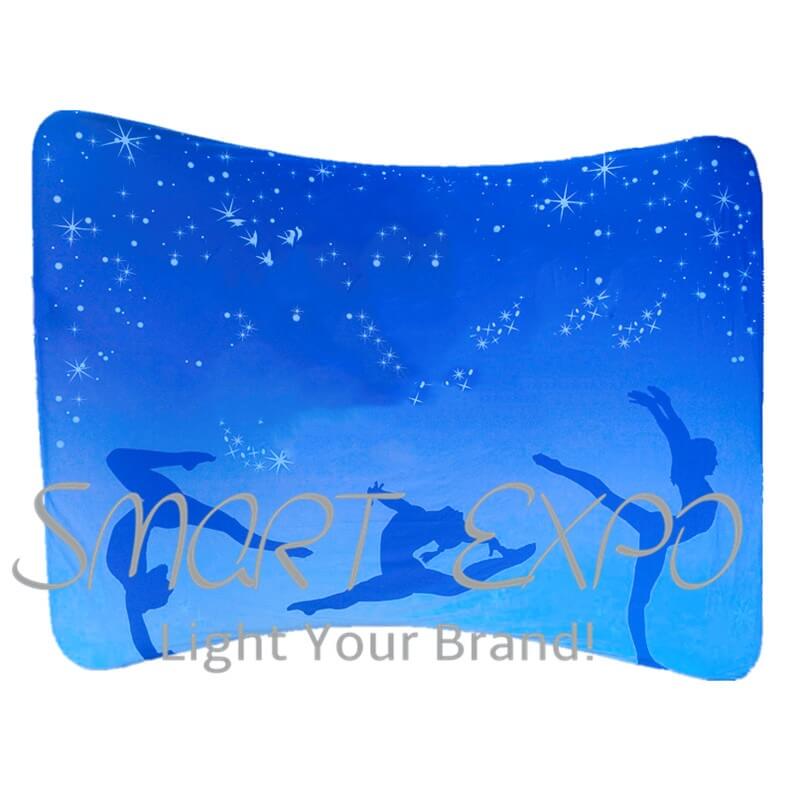 

17ft Horizontal Curved Tension Fabric Booth Stand with Thick Aluminum Tube Tension Fabric Printed Graphic Portable Carry Bag