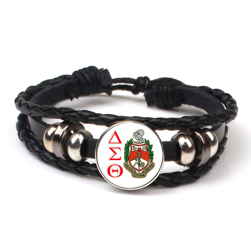 

2019New Greek Fellowship Organization Delta Sigma Theta Symbol Bracelet Glass Photo Cabochon Glamour Jewelry Men's Gift Popular, Black