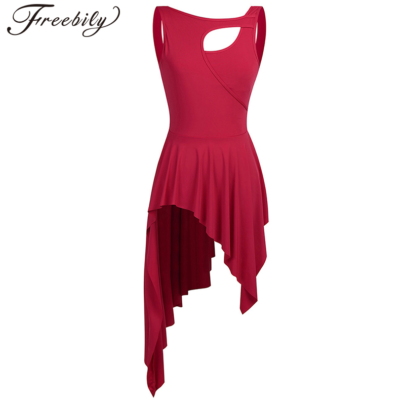 

Stage Wear Adult Contemporary Dance Costume Ballet Dress Front Cut Out Performance Gymnastics Modern Leotard, Black