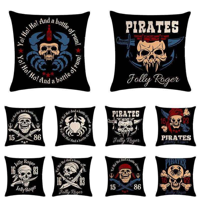 Pirate Skull In Kerchief Over Crossed Bones Throw Pillow Case