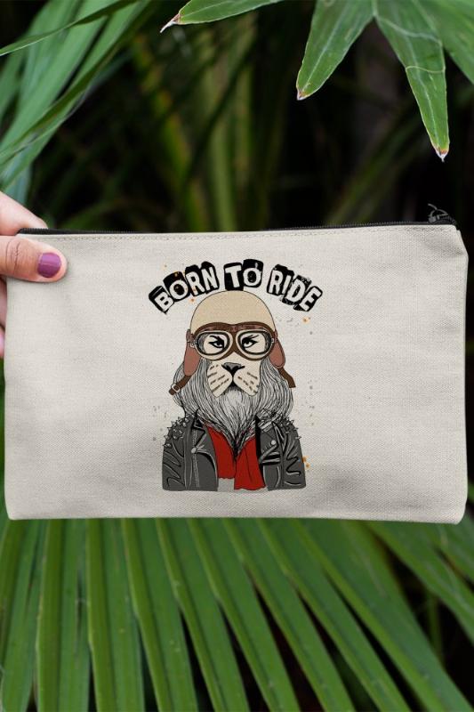 

Angemiel Clutch Born To Ride Biker Lion Portfolio Hand Makeup Bag