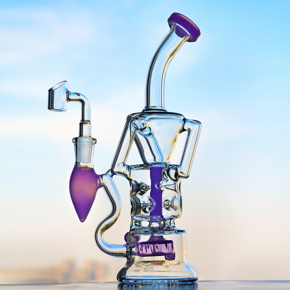 

10.1 inchs Hookahs Tall Bong Water Pipes Smoke Accessories Heady Glass Dab Rigs Water Bongs Shisha Recycler bong With 14mm banger
