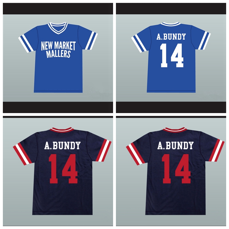 

Custom Al Bundy 14 New Market Mallers Navy Blue Baseball Jerseys Any Name And Number Stitched Size S-4XL