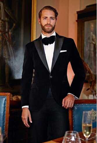 

2020 New Elegant Red/Royal Blue/Black Velvet Groom Tuxedo Jacket Black Lapel Mens Blazer Slim Fit Suit Men Wedding Suits Sets, As picture color