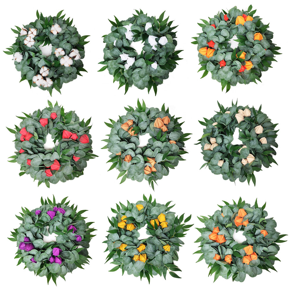 

Christmas Decorative Garland Artificial Green Leaves Wreath Front Door Wreath Grass Home Wall Window Party Decor