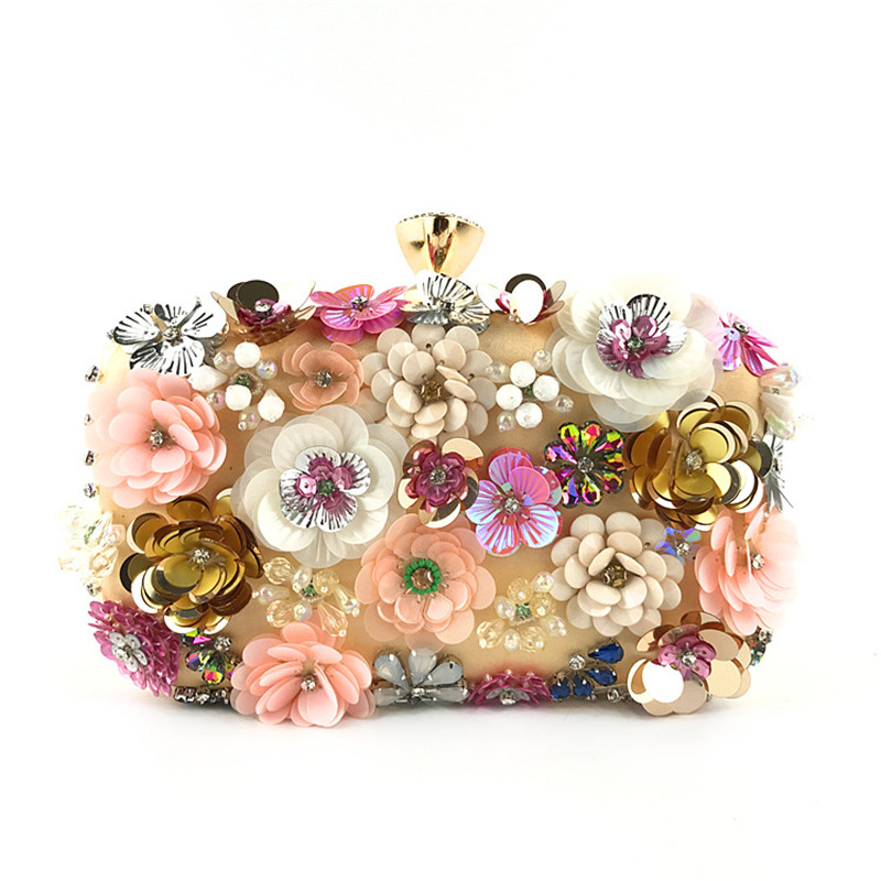 

Minaudiere flower beaded jewelry clutch bags fancy Ladies Wedding Bridal purse Evening Bags Handbags Women Crystal Party Dinner Pack