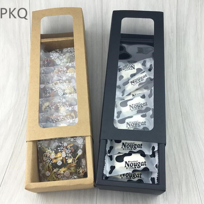 

20pcs DIY paper box with window red/black/kraft paper Gift box gift Packaging For Wedding home party favors packaging candy
